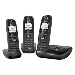 Gigaset AS405A Digital Cordless Telephone with Answering Machine, Trio DECT, Black